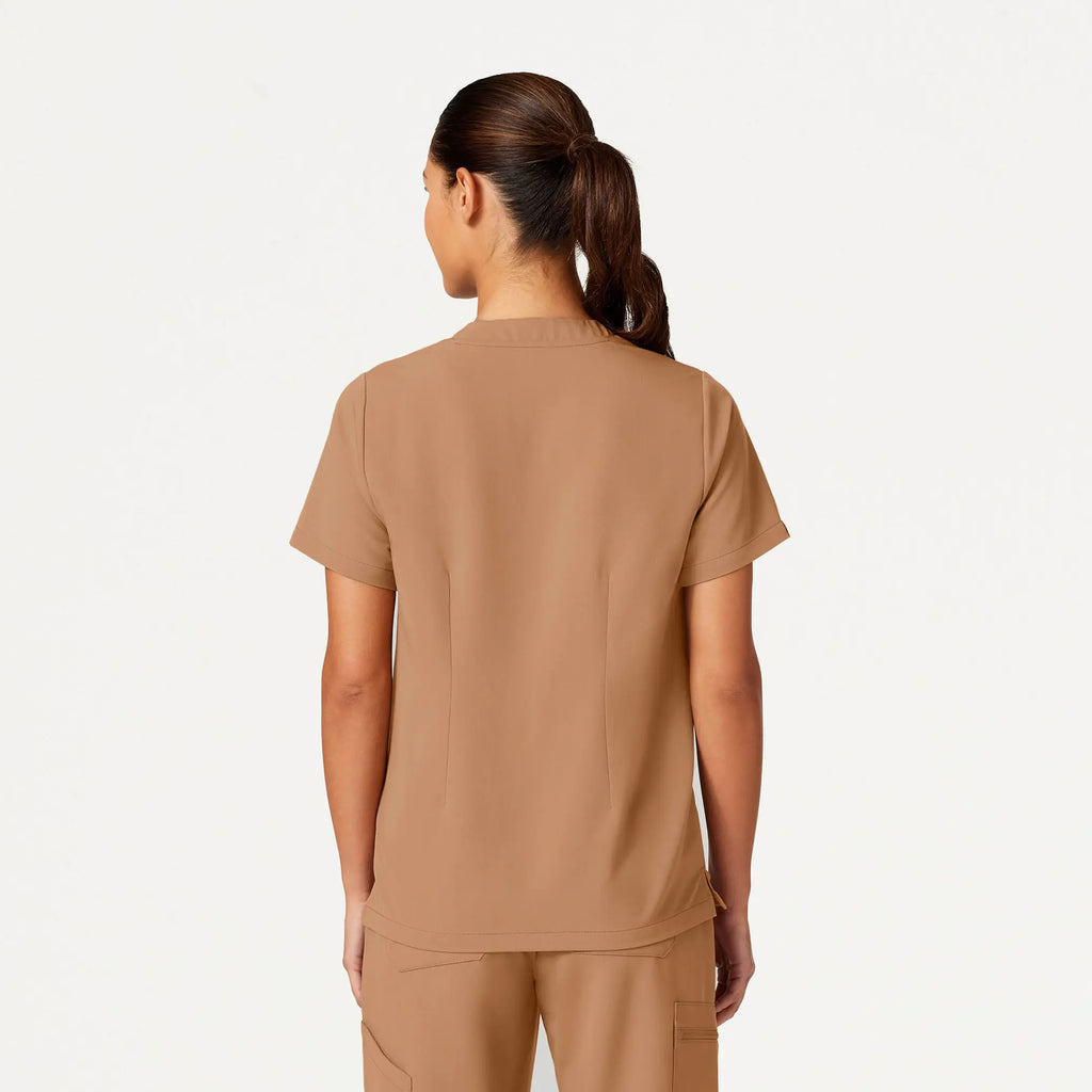 Jaanuu Scrubs Women's Helia Notched V-Neck Scrub Top Trench | scrub-supply.com