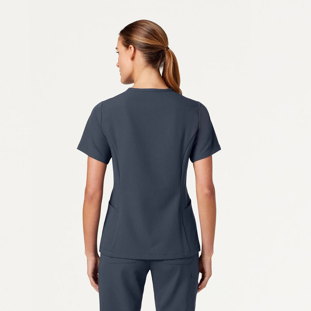 Jaanuu Scrubs Women's Calix Fit & Flare Scrub Top Carbon Gray | scrub-supply.com