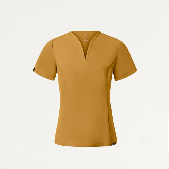 Jaanuu Scrubs Women's Calix Fit & Flare Scrub Top Cider | scrub-supply.com