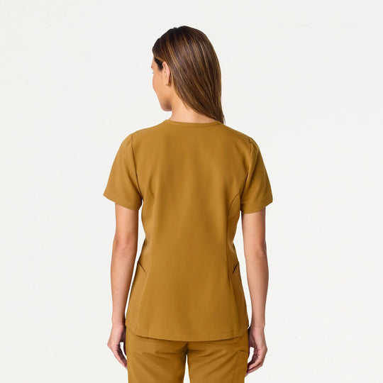 Jaanuu Scrubs Women's Calix Fit & Flare Scrub Top Cider | scrub-supply.com