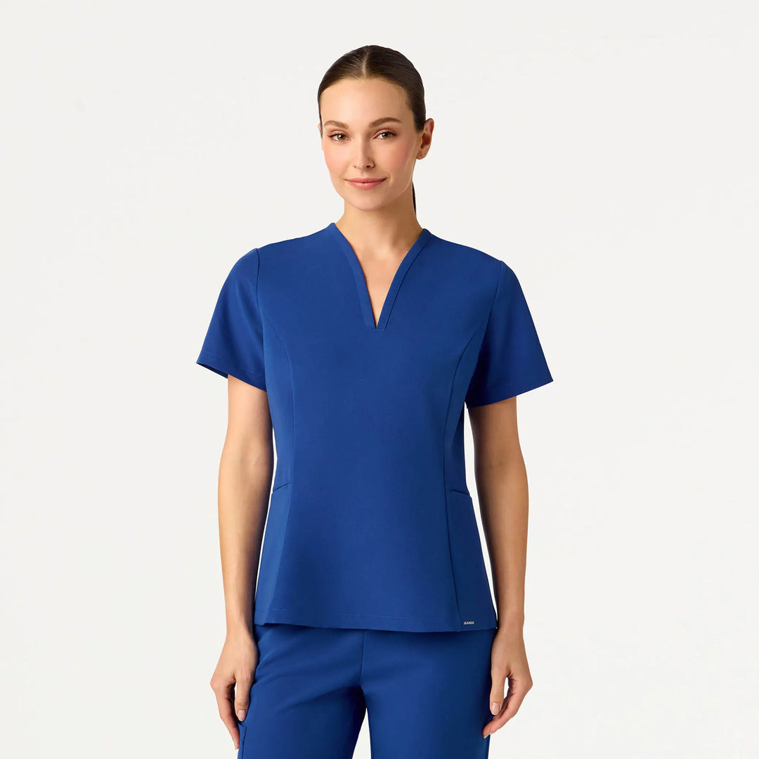 Jaanuu Scrubs Women's Calix Fit & Flare Scrub Top Galaxy | scrub-supply.com