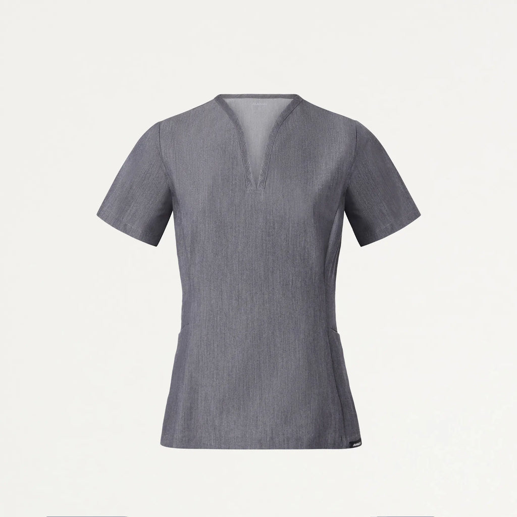 Jaanuu Scrubs Women's Calix Fit & Flare Scrub Top Heather Gray | scrub-supply.com