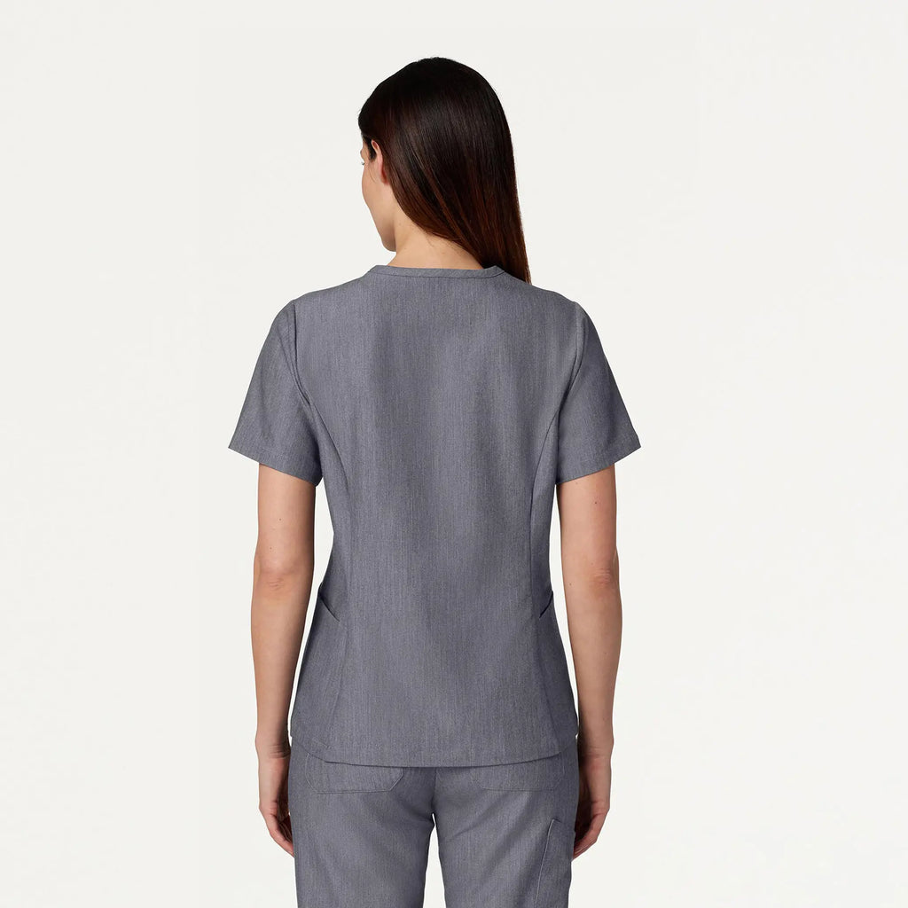 Jaanuu Scrubs Women's Calix Fit & Flare Scrub Top Heather Gray | scrub-supply.com