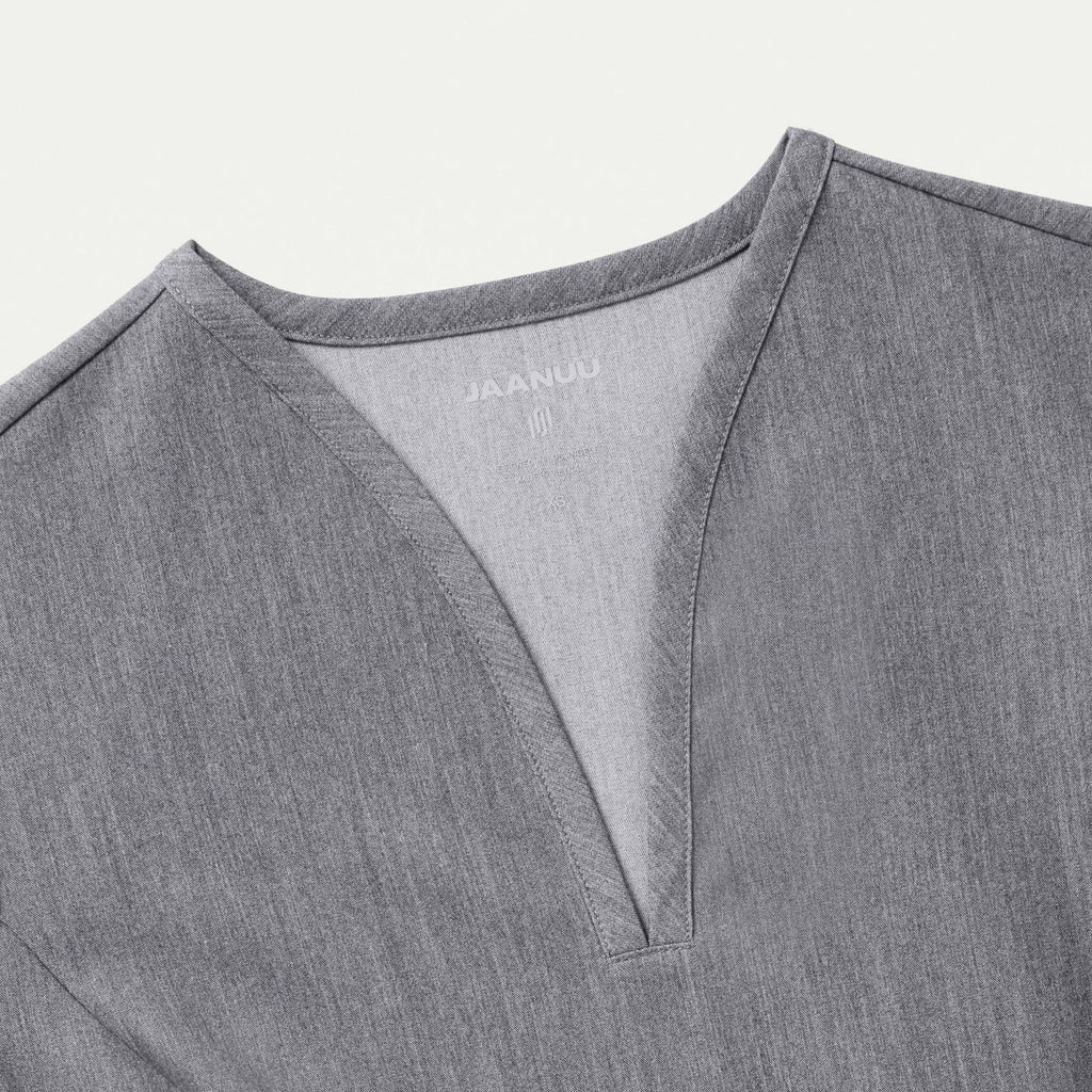 Jaanuu Scrubs Women's Calix Fit & Flare Scrub Top Heather Gray | scrub-supply.com