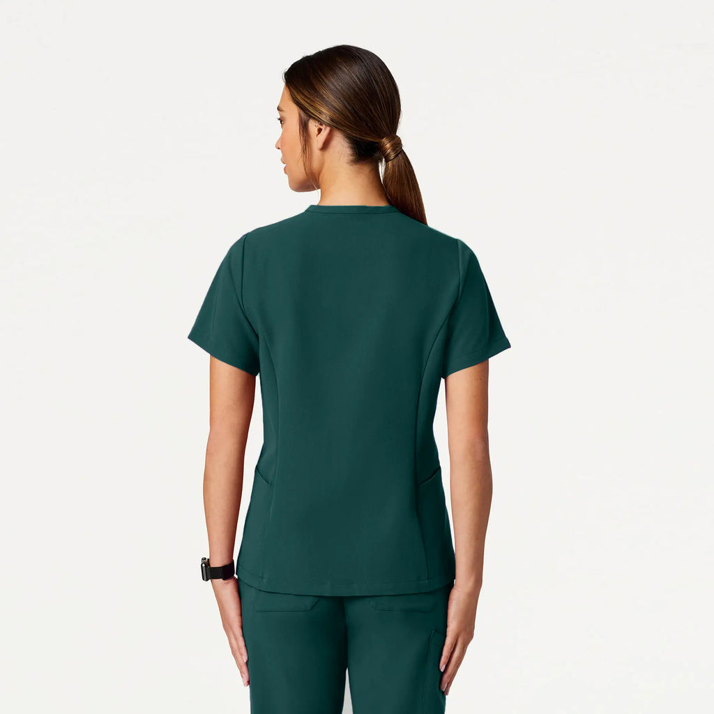 Jaanuu Scrubs Women's Calix Fit & Flare Scrub Top Midnight Green | scrub-supply.com