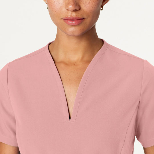 Jaanuu Scrubs Women's Calix Fit & Flare Scrub Top Mauve | scrub-supply.com