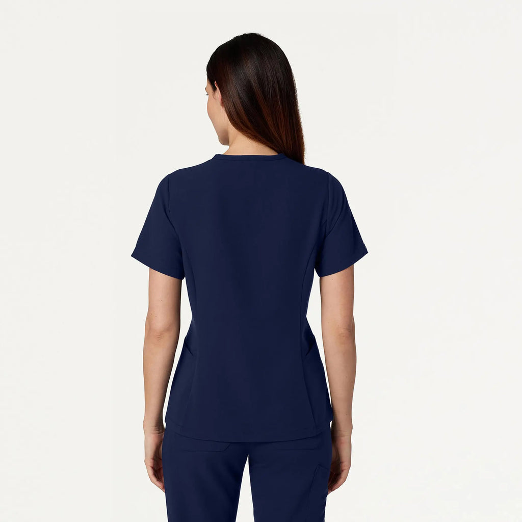 Jaanuu Scrubs Women's Calix Fit & Flare Scrub Top Midnight Navy | scrub-supply.com