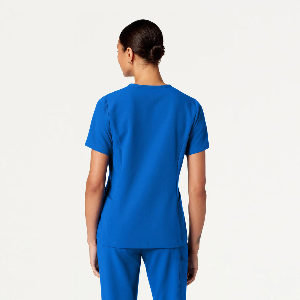 Jaanuu Scrubs Women's Calix Fit & Flare Scrub Top Royal Blue | scrub-supply.com