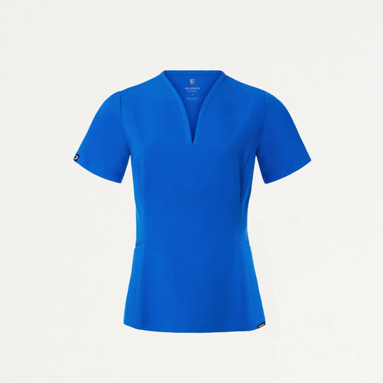 Jaanuu Scrubs Women's Calix Fit & Flare Scrub Top Royal Blue | scrub-supply.com
