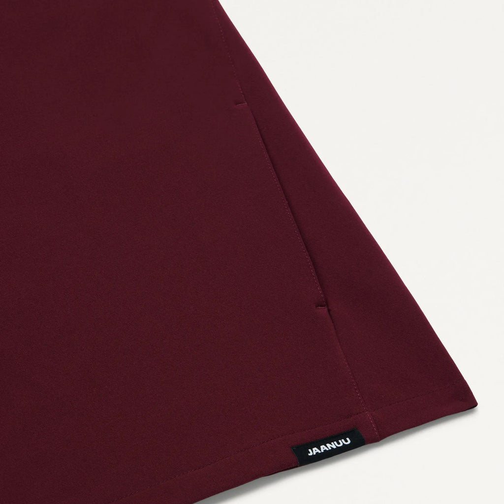 Jaanuu Scrubs Women's Aris Oversized 2-Pocket Scrub Top Burgundy | scrub-supply.com