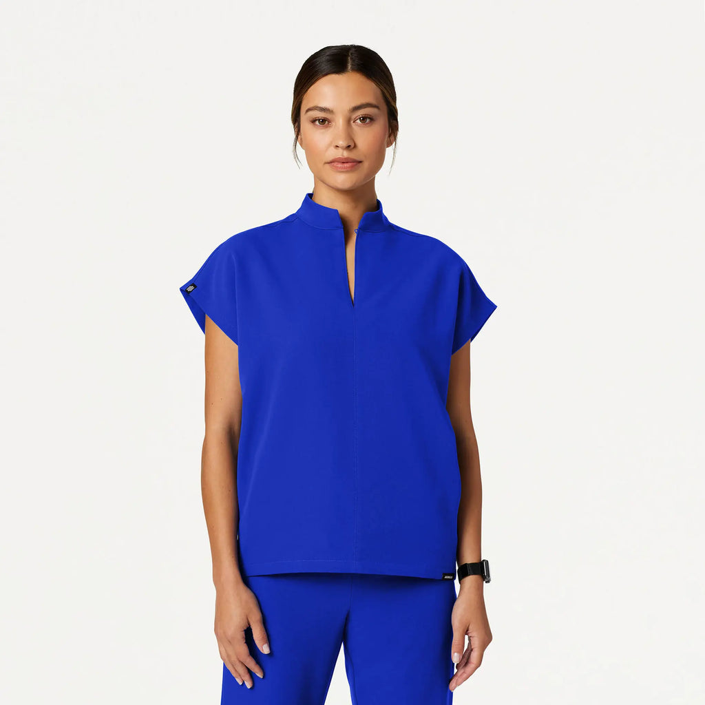 Jaanuu Scrubs Women's Aris Oversized 2-Pocket Scrub Top Electric Blue | scrub-supply.com