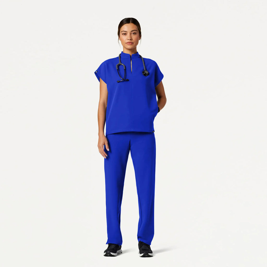 Jaanuu Scrubs Women's Aris Oversized 2-Pocket Scrub Top Electric Blue | scrub-supply.com