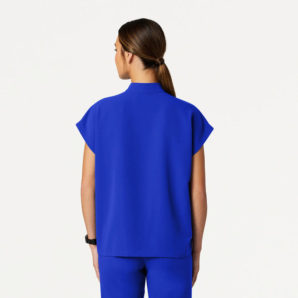 Jaanuu Scrubs Women's Aris Oversized 2-Pocket Scrub Top Electric Blue | scrub-supply.com