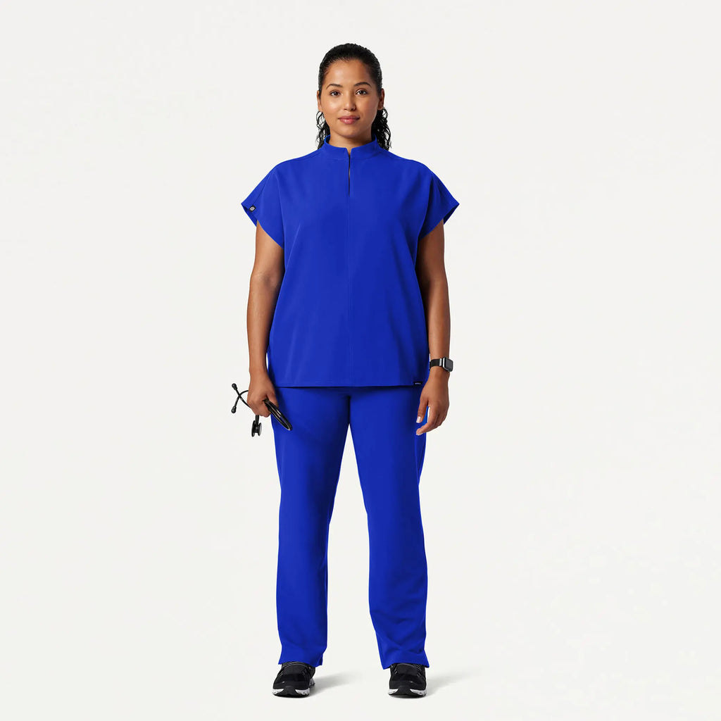 Jaanuu Scrubs Women's Aris Oversized 2-Pocket Scrub Top Electric Blue | scrub-supply.com