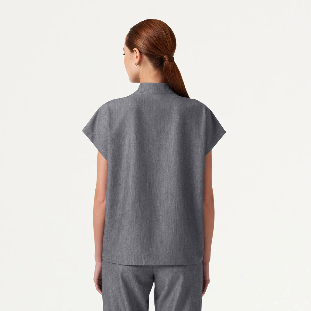 Jaanuu Scrubs Women's Aris Oversized 2-Pocket Scrub Top Heather Gray | scrub-supply.com