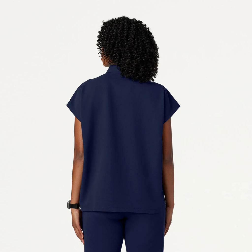 Jaanuu Scrubs Women's Aris Oversized 2-Pocket Scrub Top Midnight Navy | scrub-supply.com