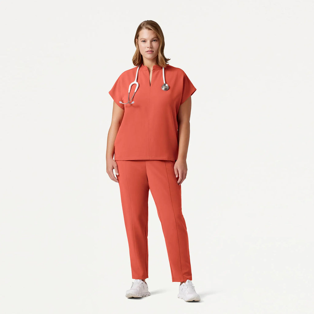 Jaanuu Scrubs Women's Aris Oversized 2-Pocket Scrub Top Terra | scrub-supply.com