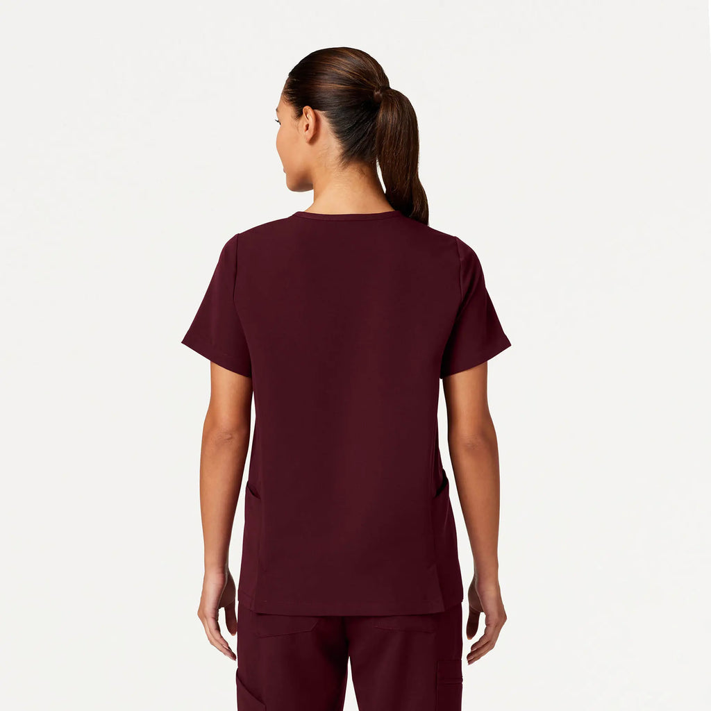 Jaanuu Scrubs Women's Magna 3-Pocket Scrub Top Burgundy | scrub-supply.com