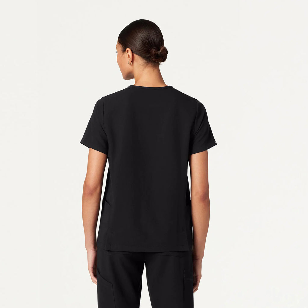 Jaanuu Scrubs Women's Magna 3-Pocket Scrub Top Black | scrub-supply.com