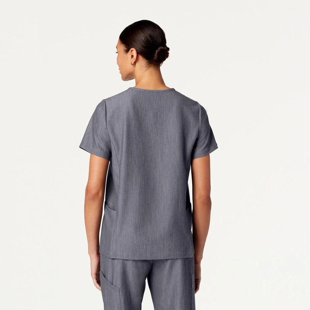 Jaanuu Scrubs Women's Magna 3-Pocket Scrub Top Heather Gray | scrub-supply.com