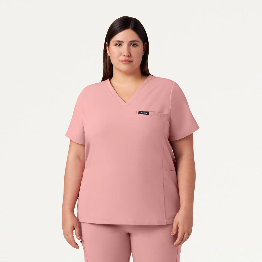 Jaanuu Scrubs Women's Magna 3-Pocket Scrub Top Mauve | scrub-supply.com