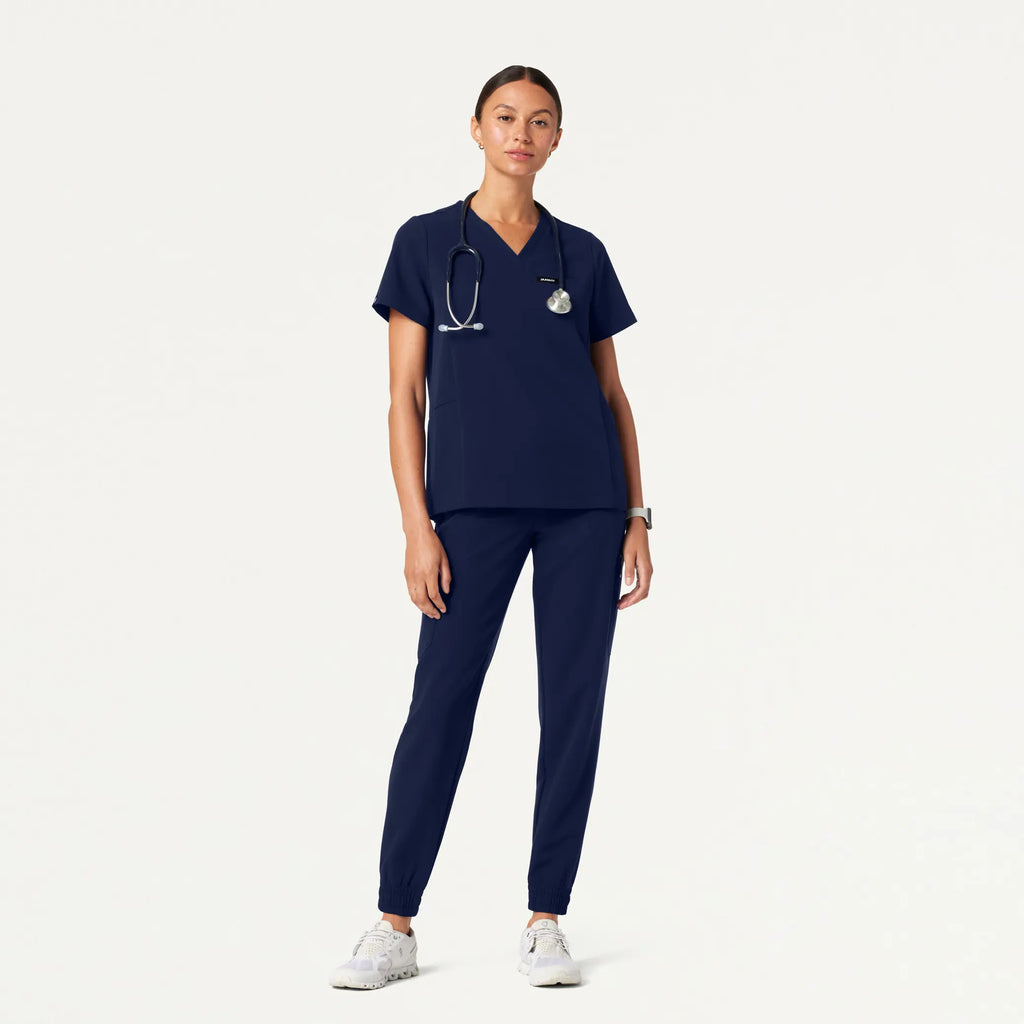 Jaanuu Scrubs Women's Magna 3-Pocket Scrub Top Midnight Navy | scrub-supply.com