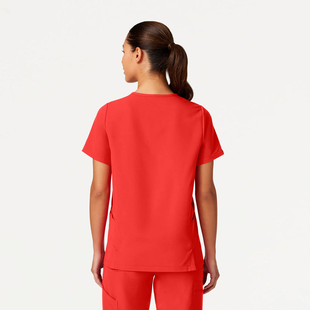 Jaanuu Scrubs Women's Magna 3-Pocket Scrub Top Solar Red | scrub-supply.com