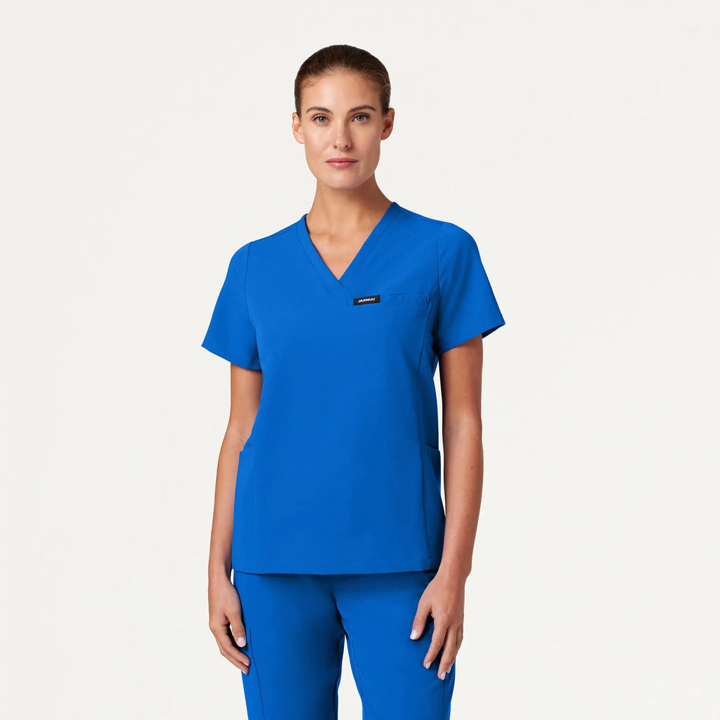 Jaanuu Scrubs Women's Magna 3-Pocket Scrub Top Royal Blue | scrub-supply.com