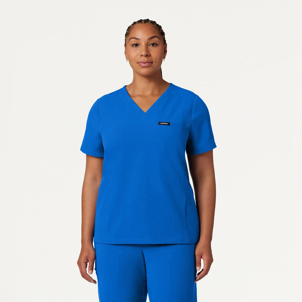 Jaanuu Scrubs Women's Magna 3-Pocket Scrub Top Royal Blue | scrub-supply.com