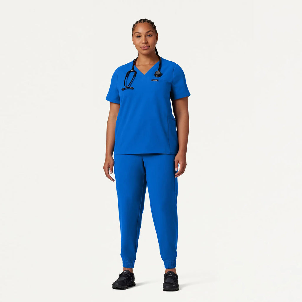 Jaanuu Scrubs Women's Magna 3-Pocket Scrub Top Royal Blue | scrub-supply.com