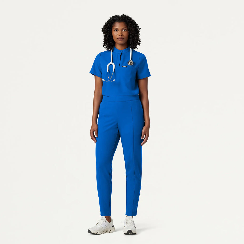 Jaanuu Scrubs Women's Savi Tuck-In Stand-Collar Scrub Top Royal Blue | scrub-supply.com