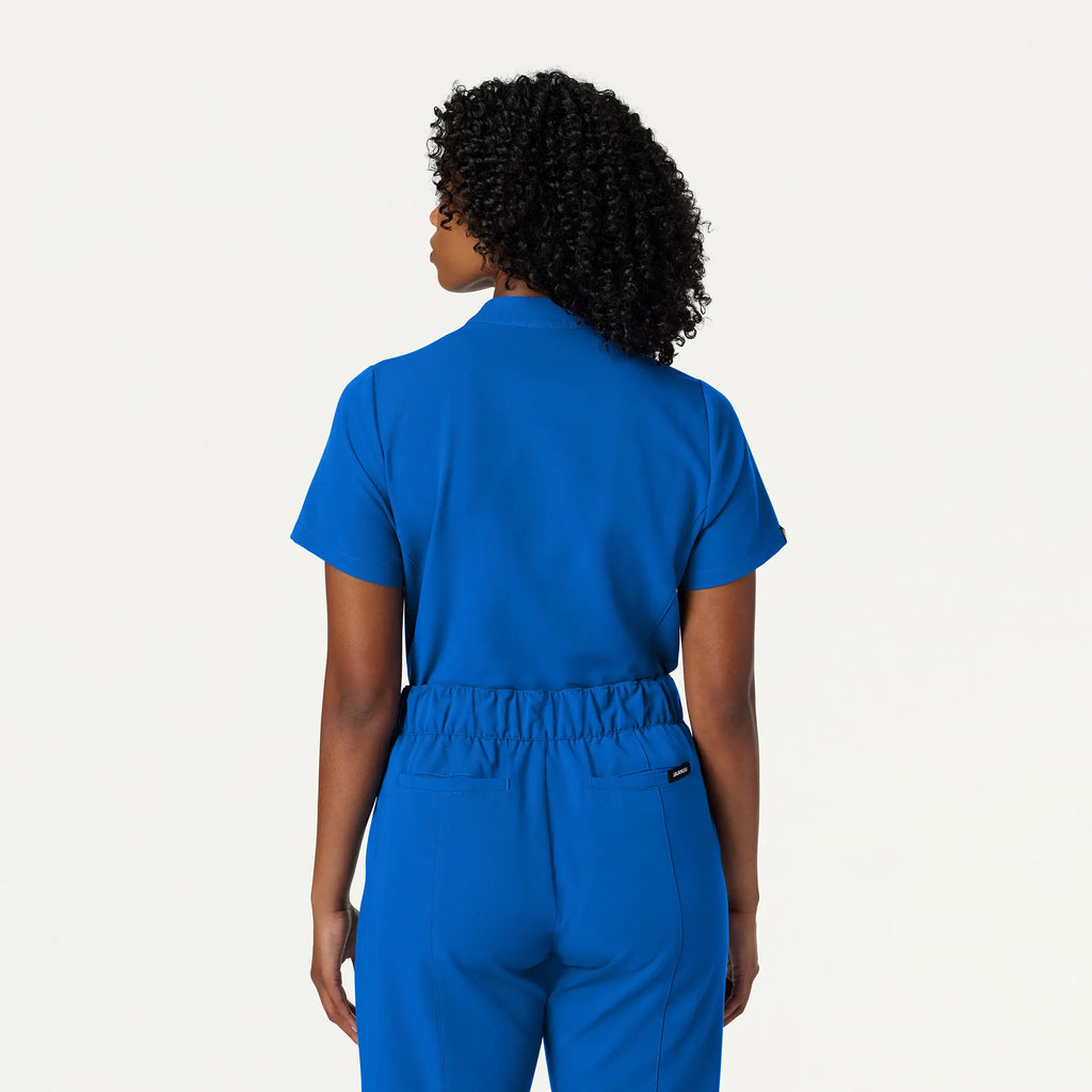 Jaanuu Scrubs Women's Savi Tuck-In Stand-Collar Scrub Top Royal Blue | scrub-supply.com