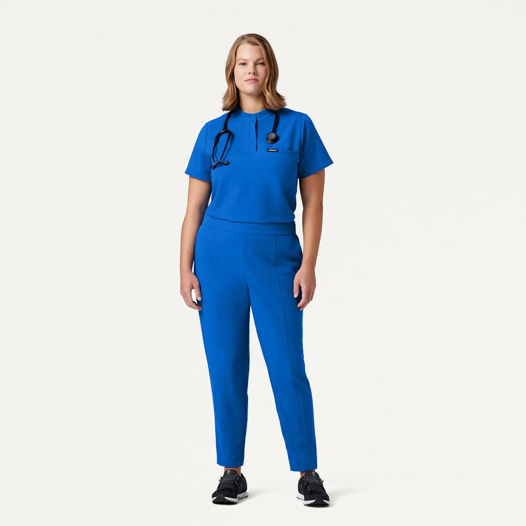 Jaanuu Scrubs Women's Savi Tuck-In Stand-Collar Scrub Top Royal Blue | scrub-supply.com