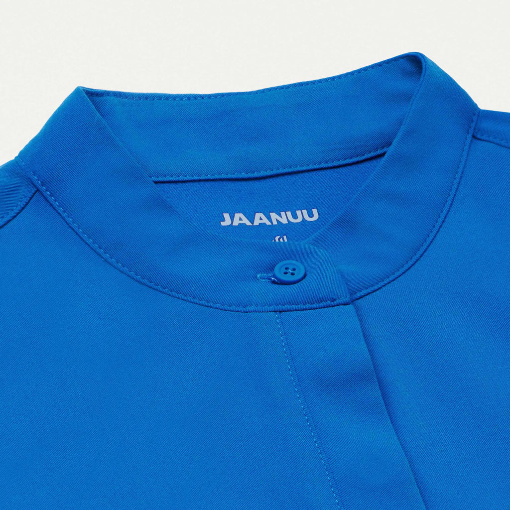 Jaanuu Scrubs Women's Savi Tuck-In Stand-Collar Scrub Top Royal Blue | scrub-supply.com