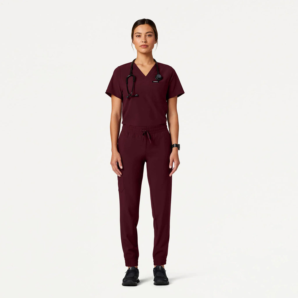 Jaanuu Scrubs Women's Pret 1-Pocket Classic Scrub Top Burgundy | scrub-supply.com