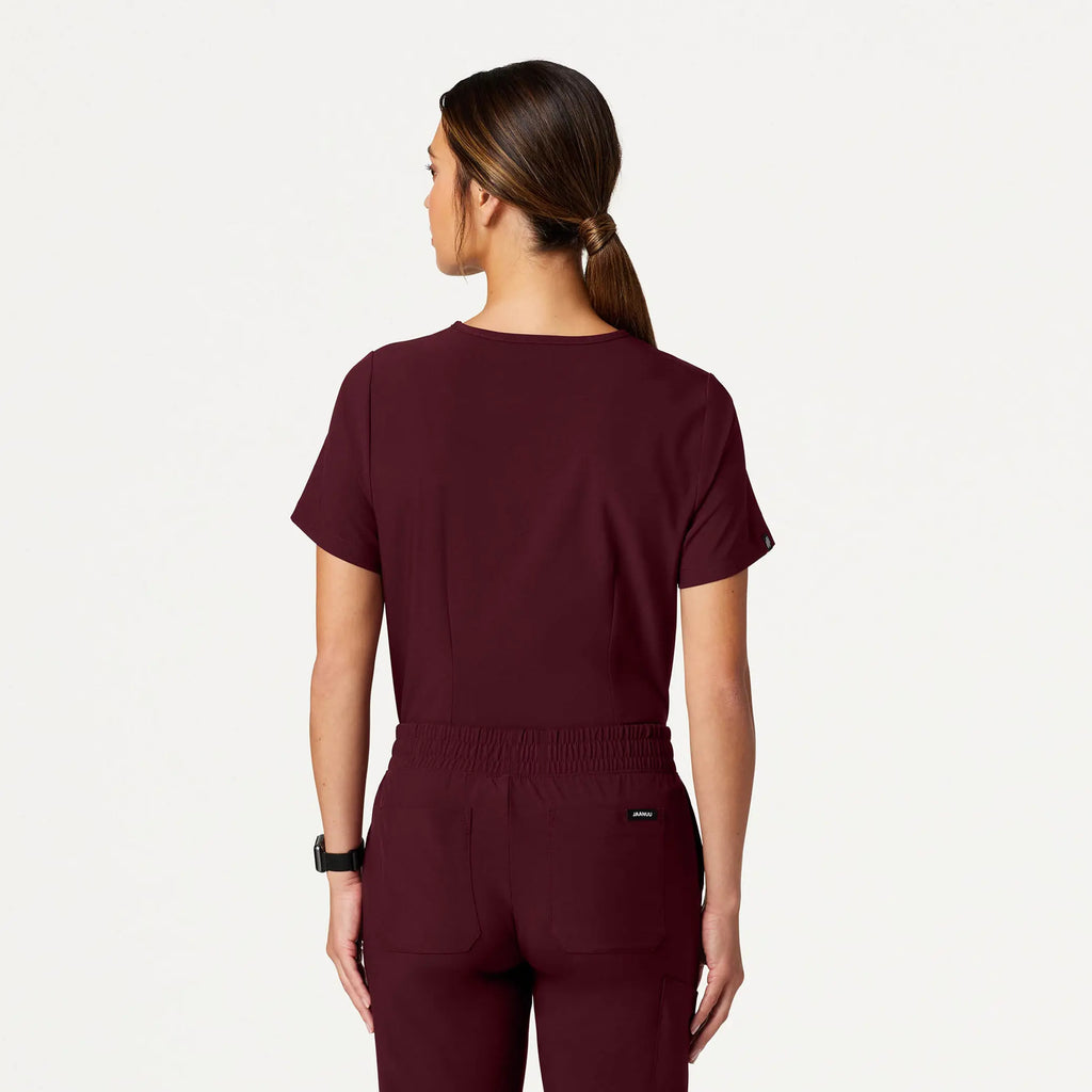 Jaanuu Scrubs Women's Pret 1-Pocket Classic Scrub Top Burgundy | scrub-supply.com