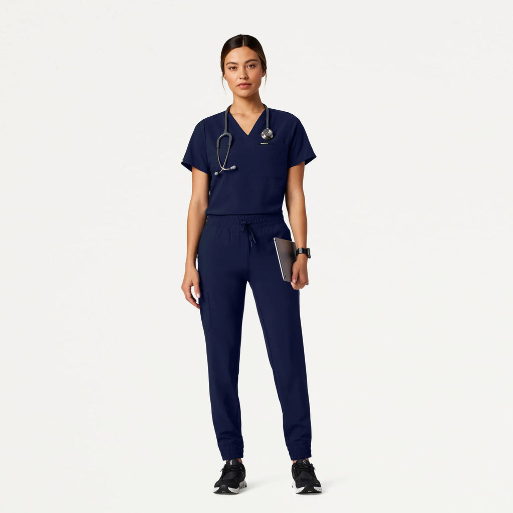 Jaanuu Scrubs Women's Pret 1-Pocket Classic Scrub Top Midnight Navy | scrub-supply.com