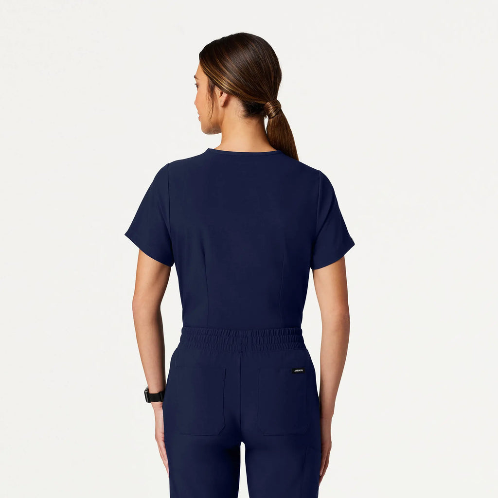 Jaanuu Scrubs Women's Pret 1-Pocket Classic Scrub Top Midnight Navy | scrub-supply.com