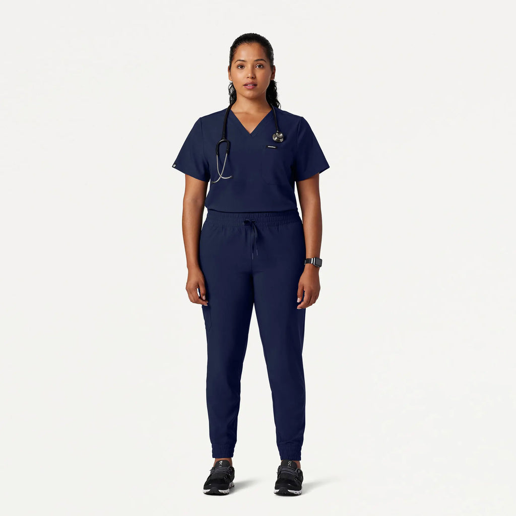 Jaanuu Scrubs Women's Pret 1-Pocket Classic Scrub Top Midnight Navy | scrub-supply.com