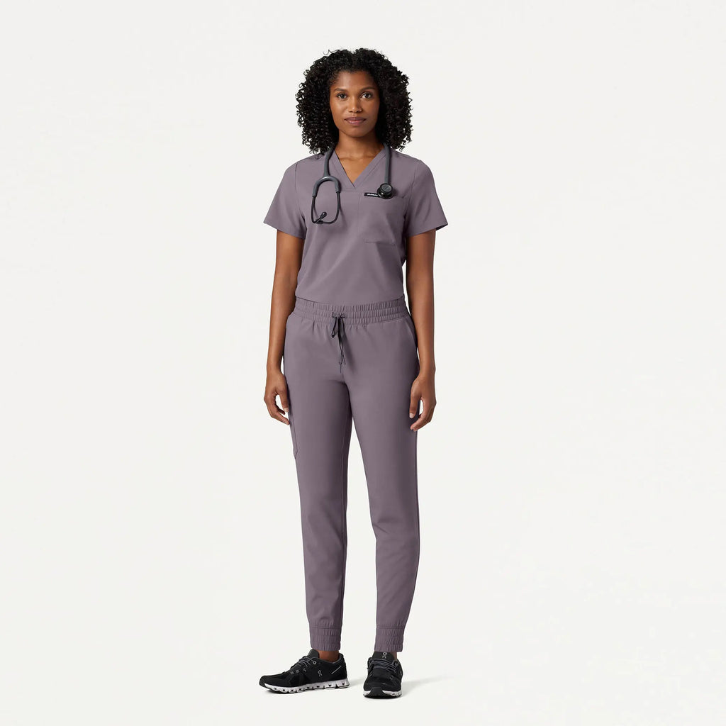 Jaanuu Scrubs Women's Pret 1-Pocket Classic Scrub Top Titanium | scrub-supply.com