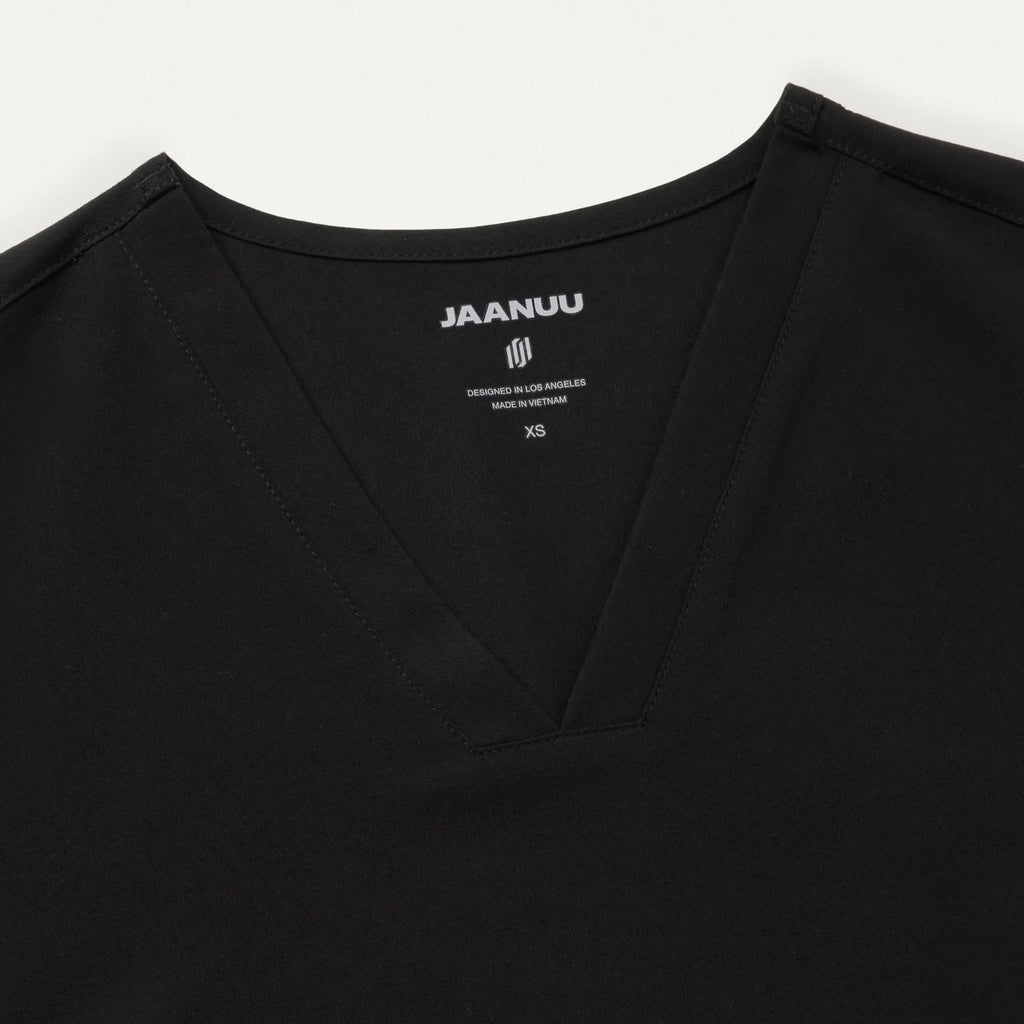 Jaanuu Scrubs Women's Carte Slim 2-Pocket Scrub Top Black | scrub-supply.com