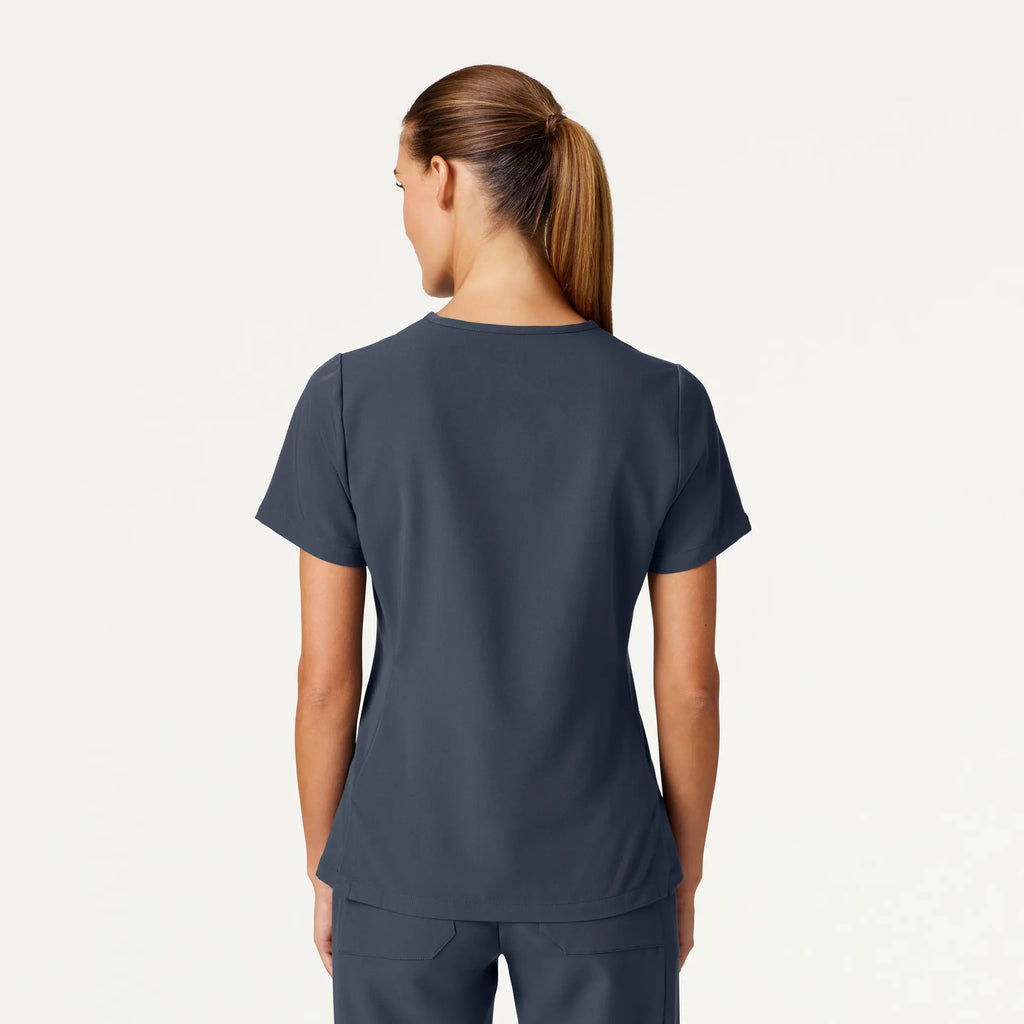 Jaanuu Scrubs Women's Carte Slim 2-Pocket Scrub Top Carbon Gray | scrub-supply.com