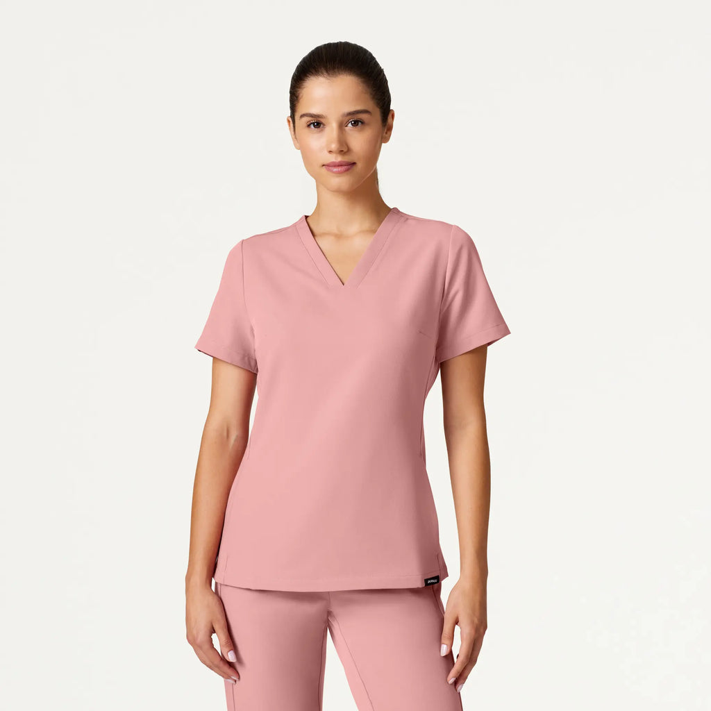 Jaanuu Scrubs Women's Carte Slim 2-Pocket Scrub Top Mauve | scrub-supply.com