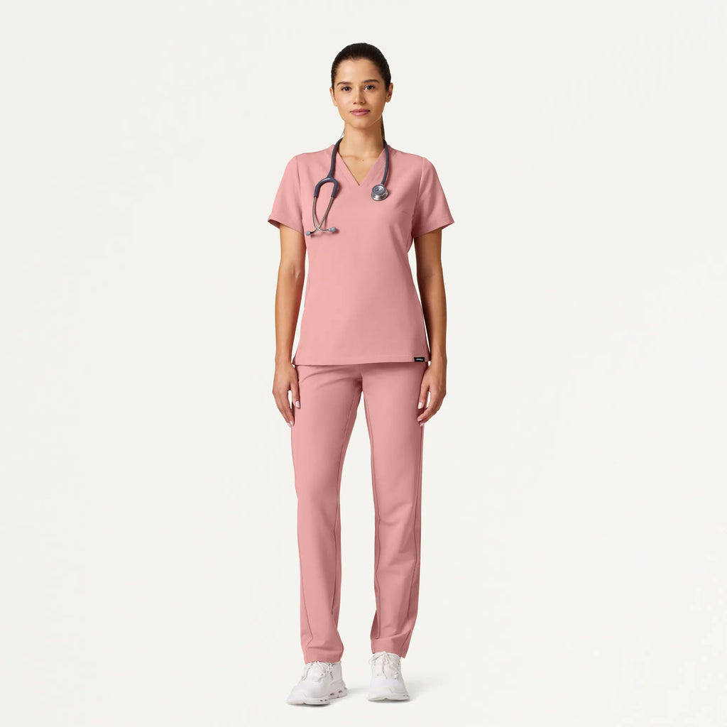 Jaanuu Scrubs Women's Carte Slim 2-Pocket Scrub Top Mauve | scrub-supply.com