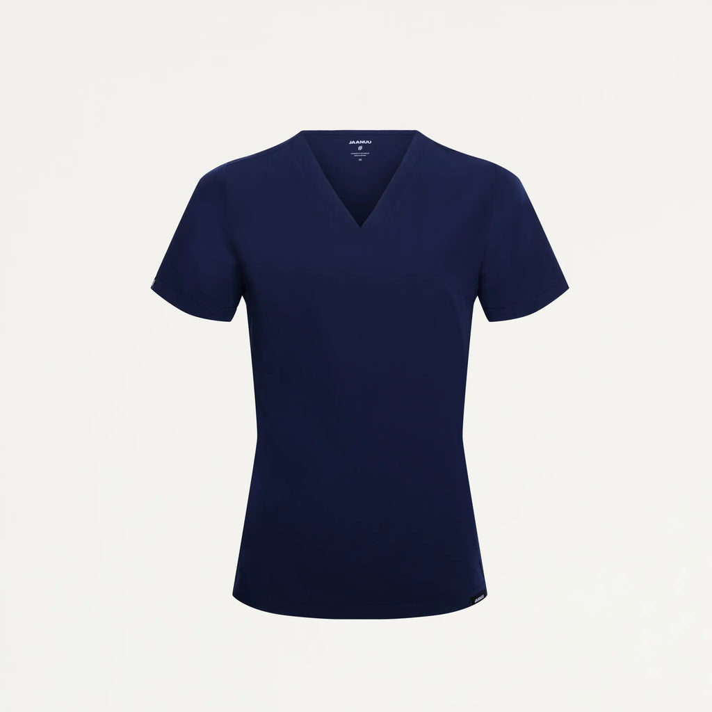 Jaanuu Scrubs Women's Carte Slim 2-Pocket Scrub Top Midnight Navy | scrub-supply.com