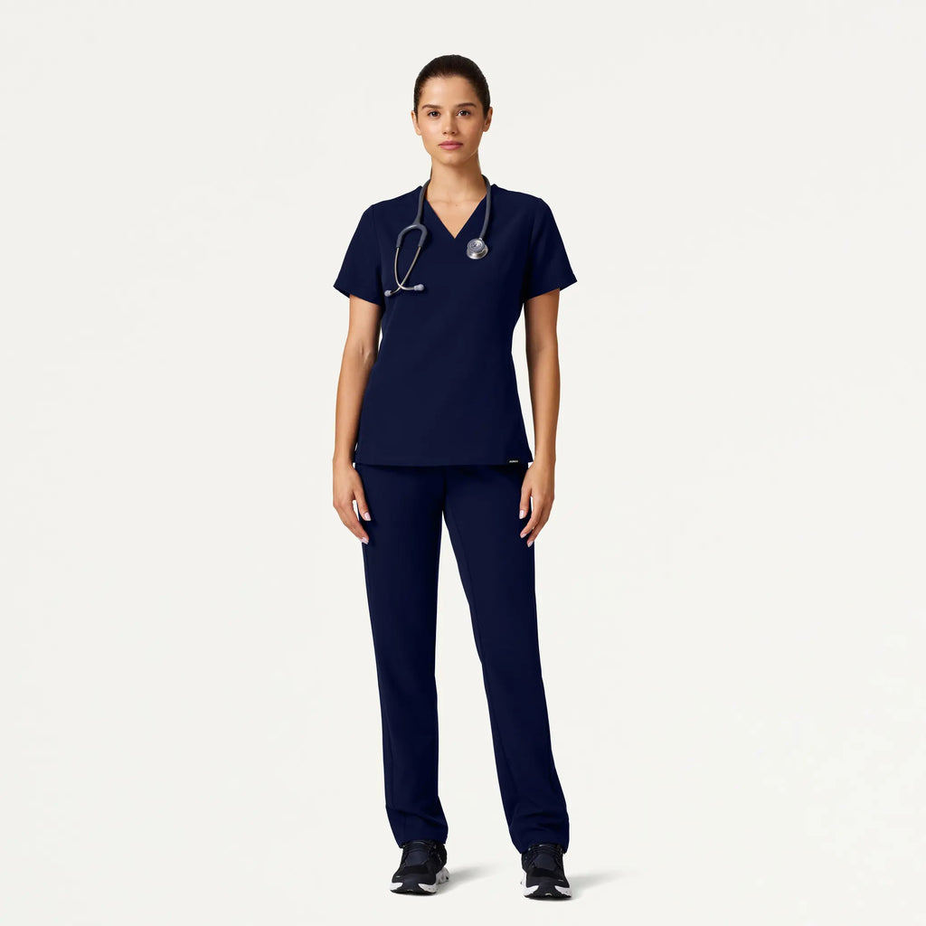 Jaanuu Scrubs Women's Carte Slim 2-Pocket Scrub Top Midnight Navy | scrub-supply.com