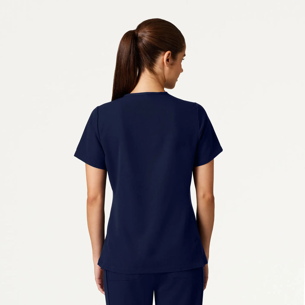 Jaanuu Scrubs Women's Carte Slim 2-Pocket Scrub Top Midnight Navy | scrub-supply.com