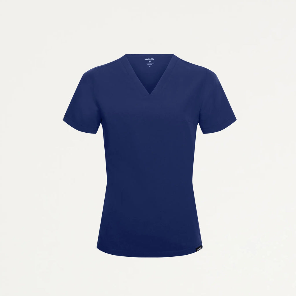 Jaanuu Scrubs Women's Carte Slim 2-Pocket Scrub Top Navy Blue | scrub-supply.com