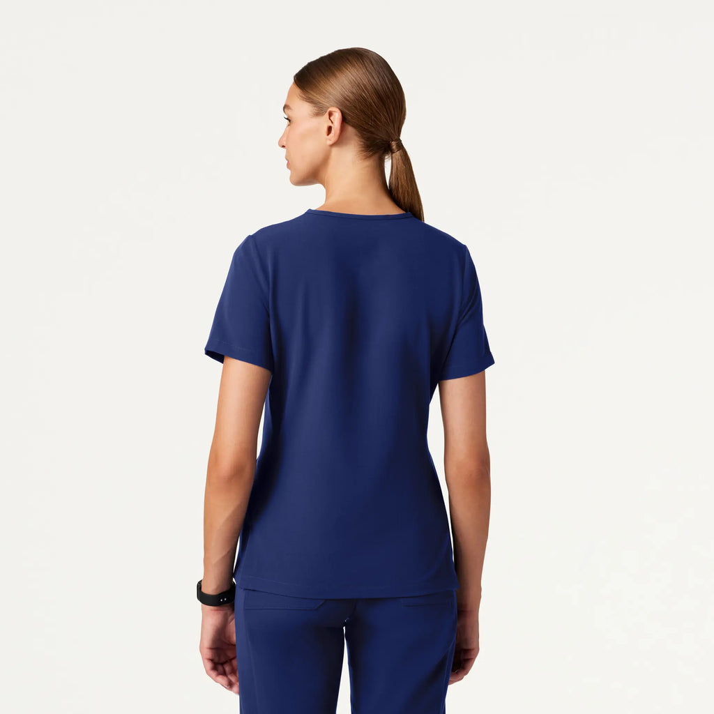 Jaanuu Scrubs Women's Carte Slim 2-Pocket Scrub Top Navy Blue | scrub-supply.com