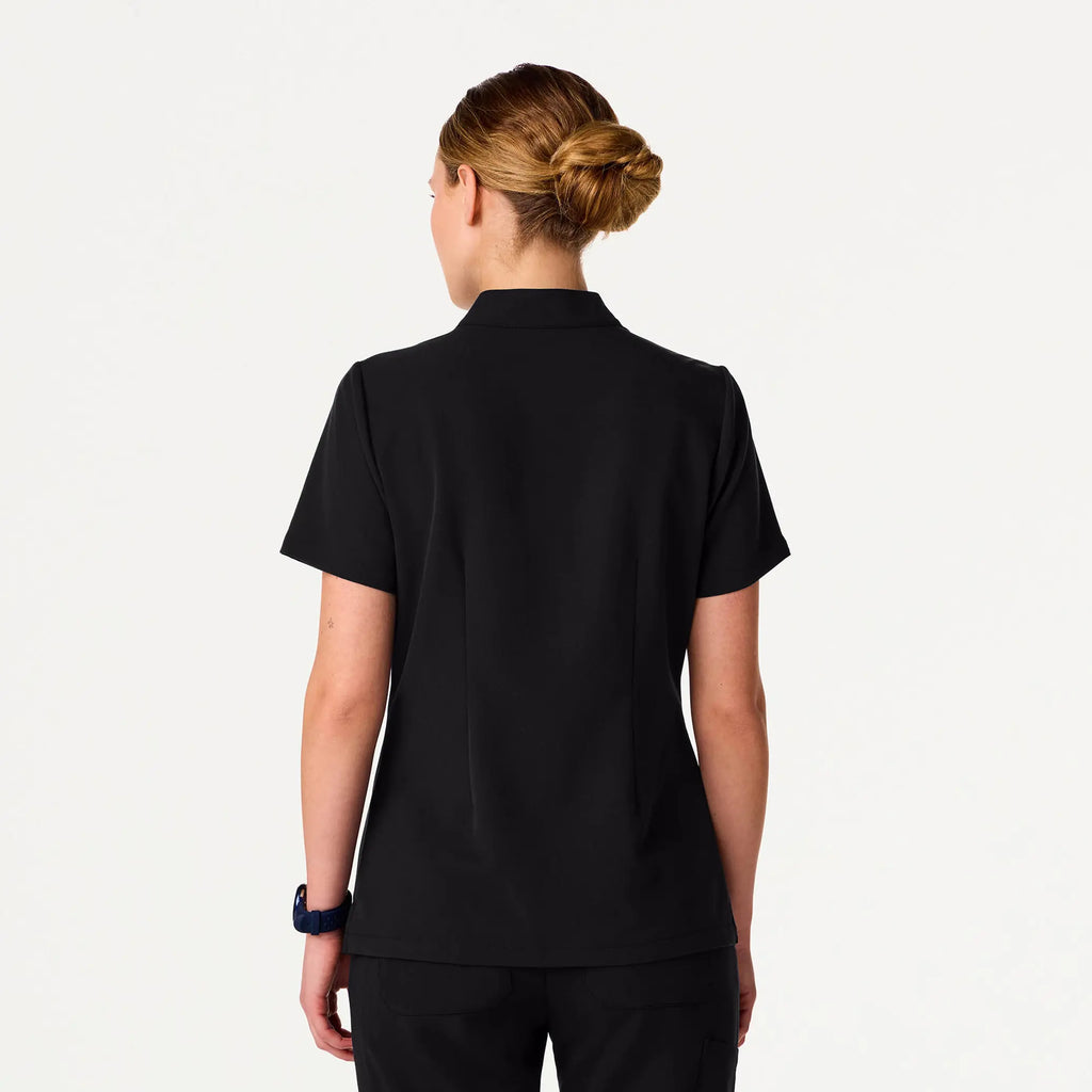 Jaanuu Scrubs Women's Serin Slim 1-Pocket Scrub Top Black | scrub-supply.com